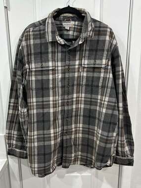 Carhartt Hubbard Classic Plaid Long Sleeve Flannel Shirt Grey Size 2XL